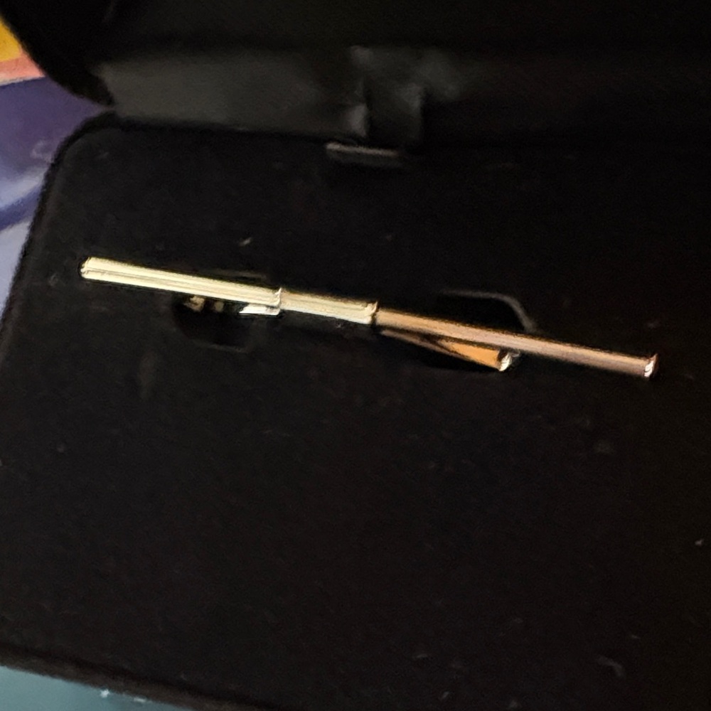 Elegant Silver Tie Clip ! Stayed Tie with black velvet box. Made by ABOUT TOWN.